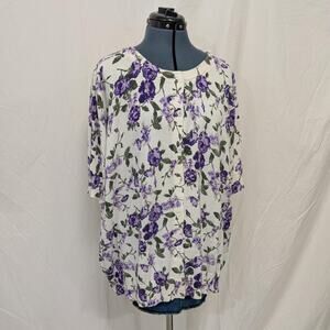 Purple Floral Button‑Front Cardigan Sweater Top, Never Worn, Size 22/24 (1X)